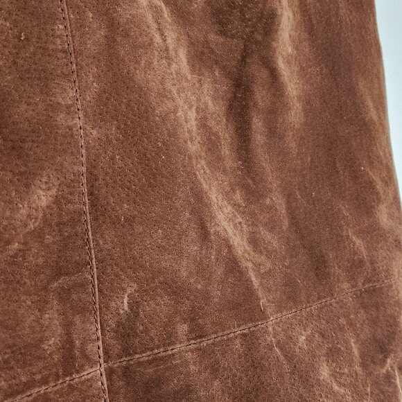 Pelle cognac genuine suede pencil skirt (broken zipper) size 10 - Picture 7 of 7
